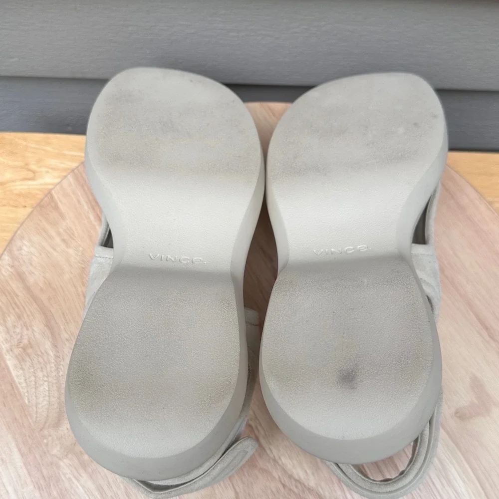 Vince Glyn Suede Platform Sandals Bone White Slingback Womens 9 EUR 40